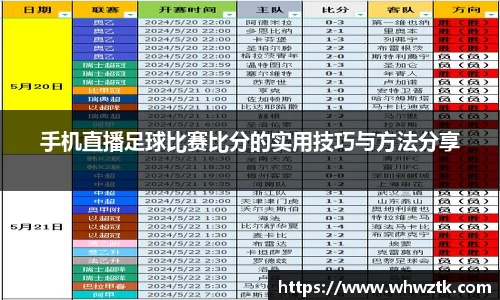手机直播足球比赛比分的实用技巧与方法分享