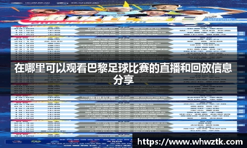 在哪里可以观看巴黎足球比赛的直播和回放信息分享