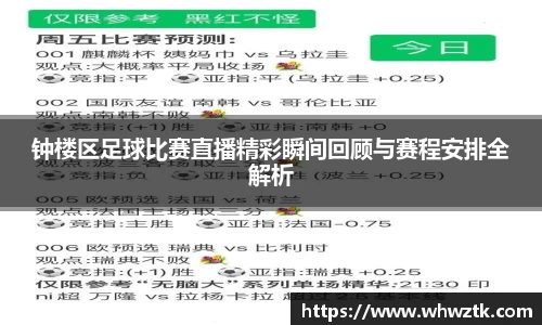 钟楼区足球比赛直播精彩瞬间回顾与赛程安排全解析